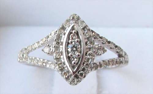 **FANTASTIC VALUE [R30412]** MARQUISE DESIGN [0.400ct] DIAMOND RING [2.197g] WHITE GOLD -*SEE VIDEO*