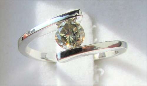 **STUNNING SOLITAIRE [R31036]** ROUND CUT DIAMOND [0.510ct] TWIST RING [WHITE GOLD] - BUY SAFE