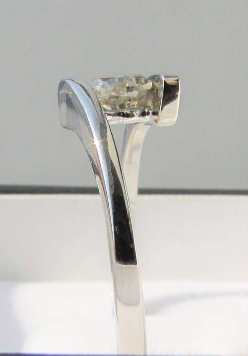 **STUNNING SOLITAIRE [R31036]** ROUND CUT DIAMOND [0.510ct] TWIST RING [WHITE GOLD] - BUY SAFE