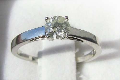 **4 CLAW DESIGN [R27473]** ROUND CUT [0.375ct] SOLITAIRE DIAMOND RING [WHITE GOLD] - BUY SAFE