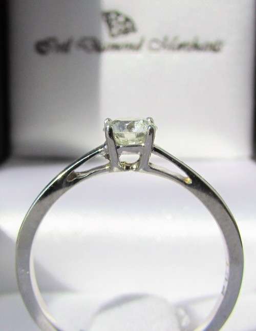 **4 CLAW DESIGN [R27473]** ROUND CUT [0.375ct] SOLITAIRE DIAMOND RING [WHITE GOLD] - BUY SAFE