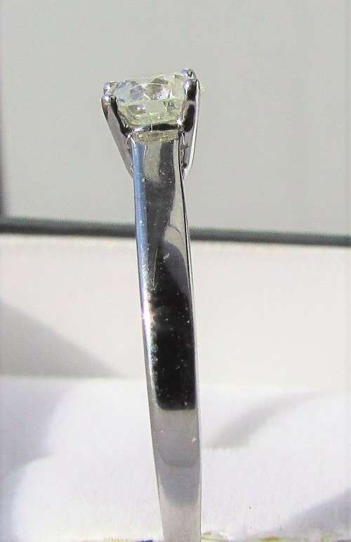 **4 CLAW DESIGN [R27473]** ROUND CUT [0.375ct] SOLITAIRE DIAMOND RING [WHITE GOLD] - BUY SAFE