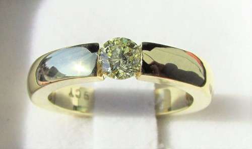 **HEAVY GOLD [R27231]** ROUND CUT [0.360ct] SOLITAIRE TENSION DIAMOND RING [YELLOW GOLD] - BUY SAFE