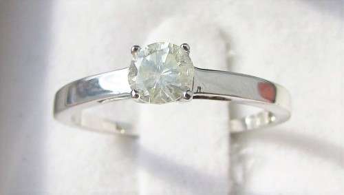 **4 CLAW DESIGN [R27473]** ROUND CUT [0.400ct] SOLITAIRE DIAMOND RING [WHITE GOLD] - BUY SAFE