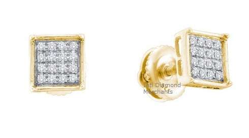 **DIAMOND CLUSTER [R20341]** MICRO PAVE SET [0.200ct] DIAMOND EARRINGS [YELLOW GOLD] -  BUY SAFE