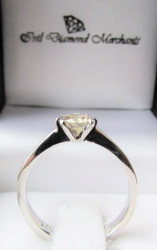 **6 CLAW DESIGN [R26473]** ROUND CUT [0.395ct] SOLITAIRE DIAMOND RING [WHITE GOLD] - BUY SAFE