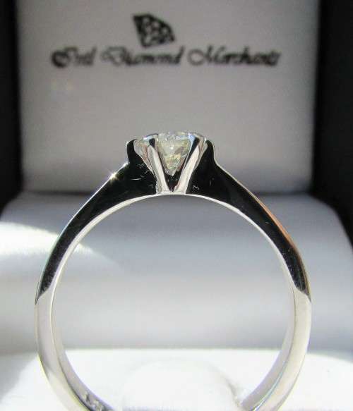 **6 CLAW DESIGN [R26473]** ROUND CUT [0.310ct] SOLITAIRE DIAMOND RING [WHITE GOLD] - BUY SAFE