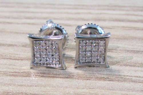 **DIAMOND CLUSTER [R20341]** MICRO PAVE SET [0.200ct] DIAMOND EARRINGS [WHITE GOLD] -  BUY SAFE