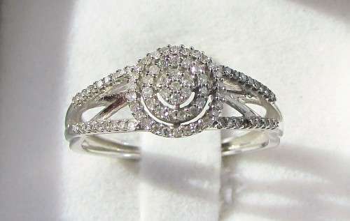 **NEW RANGE [R26639]** DESIGNER [0.350ct] SPLIT SHANK CLUSTER DIAMOND RING [WHITE GOLD] - BUY SAFE