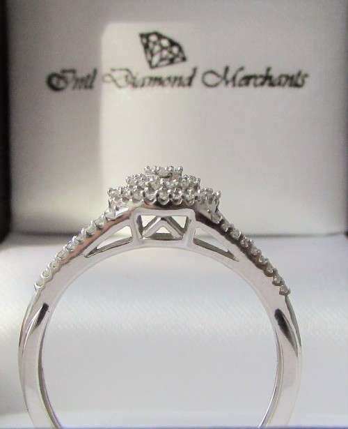 **NEW RANGE [R26639]** DESIGNER [0.350ct] SPLIT SHANK CLUSTER DIAMOND RING [WHITE GOLD] - BUY SAFE