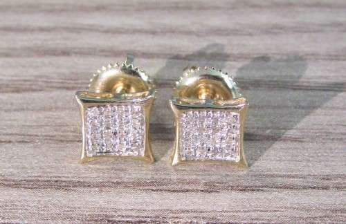 **DIAMOND CLUSTER [R20341]** MICRO PAVE SET [0.200ct] DIAMOND EARRINGS [YELLOW GOLD] -  BUY SAFE