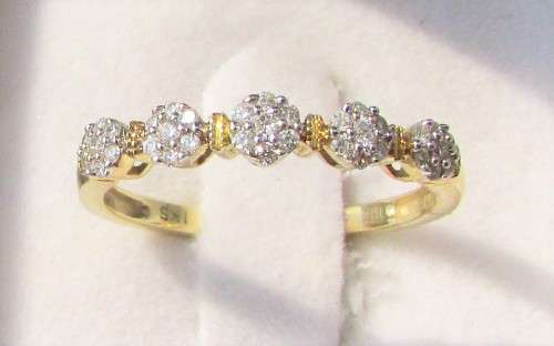 **TOP DEAL [R23419]** HIGH [H / SI] QUALITY [0.220ct] DIAMOND CLUSTER BAND [YELLOW GOLD] - BUY SAFE