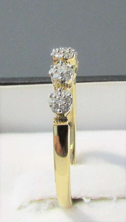 **TOP DEAL [R23419]** HIGH [H / SI] QUALITY [0.220ct] DIAMOND CLUSTER BAND [YELLOW GOLD] - BUY SAFE