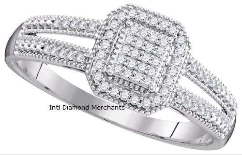 **NEW RANGE [R26639]** DESIGNER [0.300ct] SPLIT SHANK CLUSTER DIAMOND RING [WHITE GOLD] - BUY SAFE
