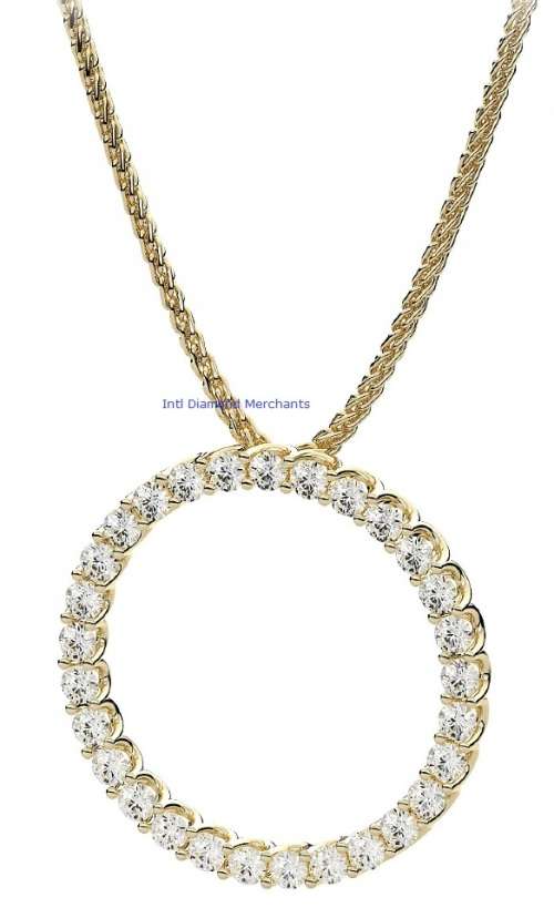 **LAST ONE [R19679]** DIAMOND CIRCLE PENDANT [0.300ct] ROUND CUT + OPTIONAL CHAIN - BUY SAFE