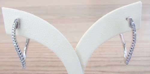 **DIAMOND HOOPS [R26893]** ROUND CUT [0.350ct] DIAMOND EARRINGS [WHITE GOLD] -  BUY SAFE