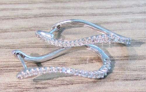 **DIAMOND HOOPS [R26893]** ROUND CUT [0.350ct] DIAMOND EARRINGS [WHITE GOLD] -  BUY SAFE