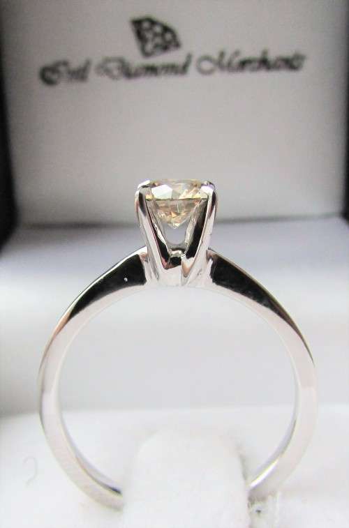 **4 CLAW DESIGN [R29473]** ROUND CUT [0.470ct] SOLITAIRE DIAMOND RING [WHITE GOLD] - BUY SAFE