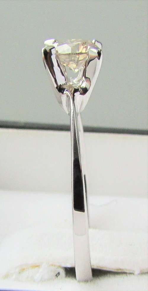 **4 CLAW DESIGN [R29473]** ROUND CUT [0.470ct] SOLITAIRE DIAMOND RING [WHITE GOLD] - BUY SAFE