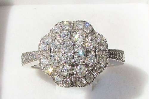 **SHOWSTOPPER [R52643]** FLORAL DESIGN [1.00ct] DIAMOND RING [WHITE GOLD] - BUY SAFE