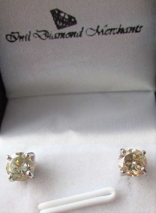 **DIAMOND STUDS [R47145]** SPARKLING [1.060ct] DIAMOND EARRINGS [WHITE GOLD] - BUY SAFE