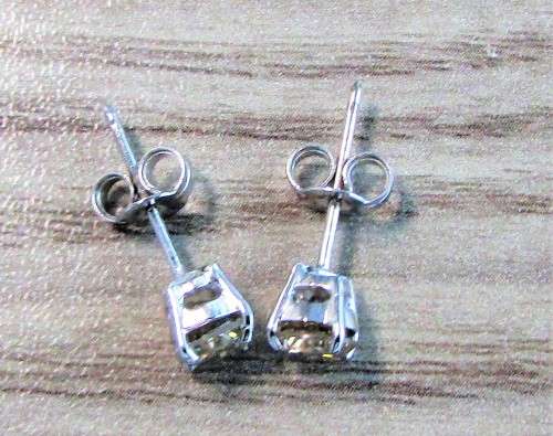 **DIAMOND STUDS [R47145]** SPARKLING [1.060ct] DIAMOND EARRINGS [WHITE GOLD] - BUY SAFE