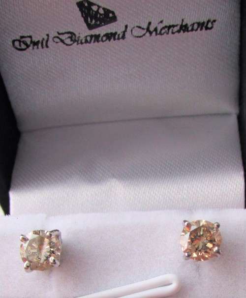 **DIAMOND STUDS [R47145]** SPARKLING [1.060ct] DIAMOND EARRINGS [WHITE GOLD] - BUY SAFE