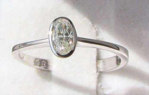 **BRIGHT SPARKLE [R22528]** OVAL CUT [0.215ct] TUBED DIAMOND RING [WHITE GOLD] - BUY SAFE