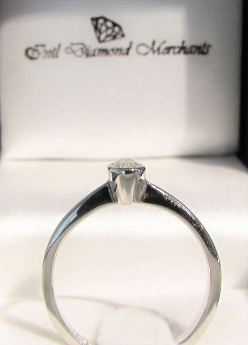 **BRIGHT SPARKLE [R22528]** OVAL CUT [0.215ct] TUBED DIAMOND RING [WHITE GOLD] - BUY SAFE