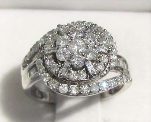 **GORGEOUS SWIRL [R56331]** CLUSTER DESIGN [1.300ct] DIAMOND RING [WHITE GOLD] - BUY SAFE