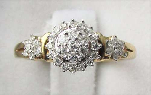 **GORGEOUS [R30158]** CLUSTER DIAMOND [0.400ct] ROUND CUT RING [YELLOW GOLD] - BUY SAFE