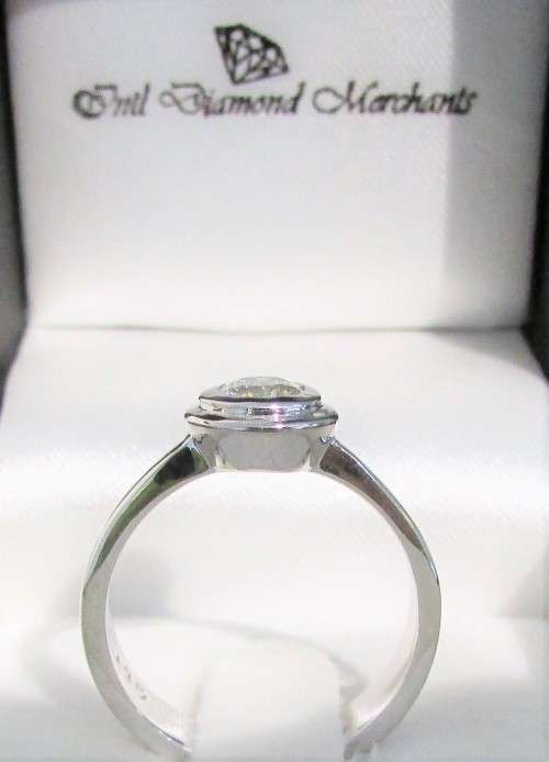 **TUBE DESIGN [R26473]** ROUND CUT [0.430ct] SOLITAIRE DIAMOND RING [WHITE GOLD] - BUY SAFE