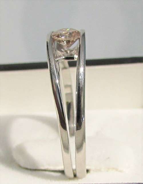 **SPLIT SHANK [R27893]** TENSION SET DESIGN ROUND CUT DIAMOND [0.340ct] RING [WHITE GOLD] - BUY SAFE