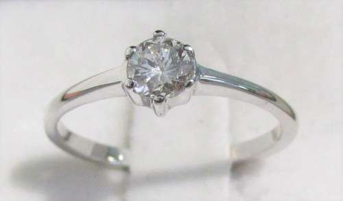 **6 CLAW DESIGN [R21473]** ROUND CUT [0.300ct] SOLITAIRE DIAMOND RING [WHITE GOLD] - BUY SAFE