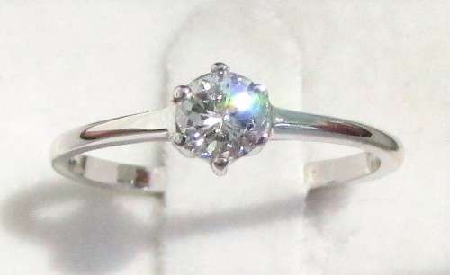 **6 CLAW DESIGN [R21473]** ROUND CUT [0.300ct] SOLITAIRE DIAMOND RING [WHITE GOLD] - BUY SAFE