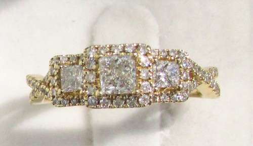 **ONCE OFF PIECE [R40639]** DESIGNER PRINCESS [0.850ct] TRILOGY DIAMOND RING [YELLOW GOLD] -BUY SAFE