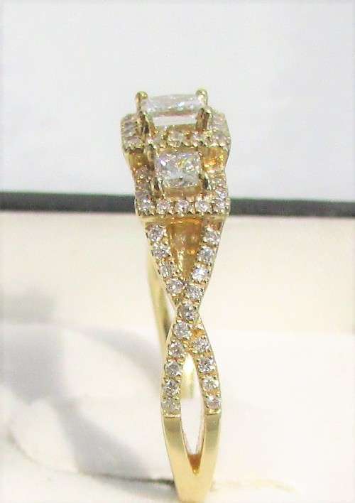 **ONCE OFF PIECE [R40639]** DESIGNER PRINCESS [0.850ct] TRILOGY DIAMOND RING [YELLOW GOLD] -BUY SAFE