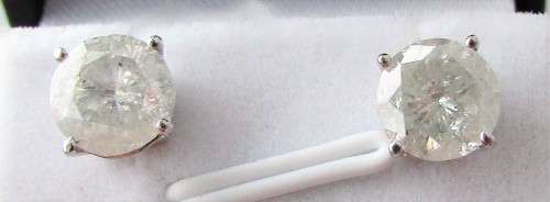 **BARGAIN BUY** MASSIVE CLEARANCE [3.110ct] DEAL ROUND CUT EARRINGS [WHITE GOLD] - BUY SAFE