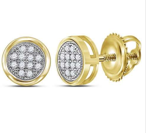 **YEAR END SPECIAL [R16341]** MICRO PAVE SET [0.175ct] DIAMOND EARRINGS [YELLOW GOLD] -  BUY SAFE