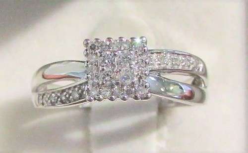 **ULTRA SPARKLY [R28258]** TWIST DESIGN [0.350ct] DIAMOND [H / SI3] RING [WHITE GOLD] - BUY SAFE
