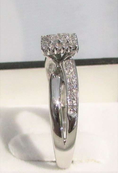 **ULTRA SPARKLY [R28258]** TWIST DESIGN [0.350ct] DIAMOND [H / SI3] RING [WHITE GOLD] - BUY SAFE