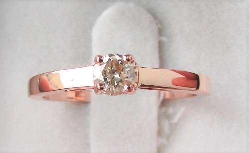 **4 CLAW DESIGN [R25473]** ROUND CUT [0.250ct] SOLITAIRE DIAMOND RING [ROSE GOLD] - BUY SAFE