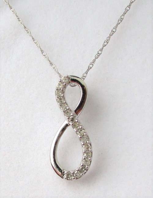 **LAST ONE [R19257]** INFINITY DESIGN + OPTIONAL CHAIN! [0.1750ct] ROUND CUT [WHITE GOLD] -BUY SAFE