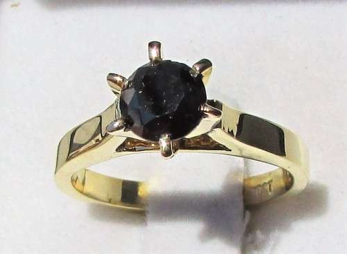 **BE UNIQUE** BLACK DIAMOND [1.010ct] ROUND CUT RING [18KT YELLOW GOLD] -  BUY SAFE