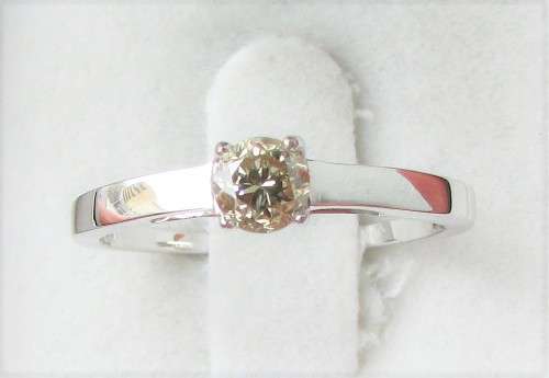 **4 CLAW DESIGN [R27473]** ROUND CUT [0.350ct] SOLITAIRE DIAMOND RING [WHITE GOLD] - BUY SAFE