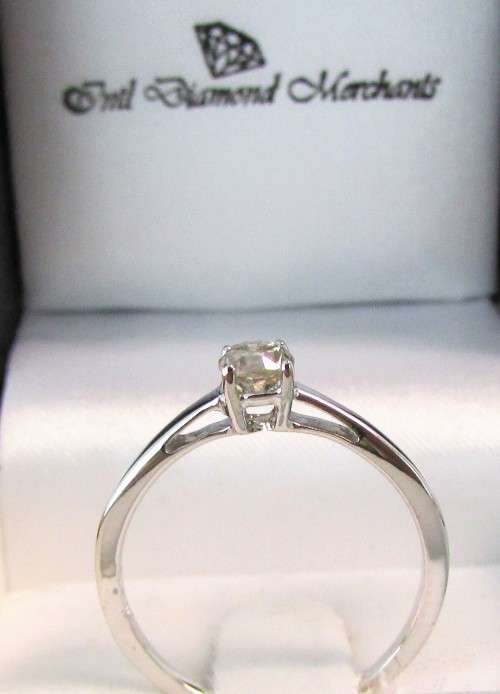 **4 CLAW DESIGN [R27473]** ROUND CUT [0.350ct] SOLITAIRE DIAMOND RING [WHITE GOLD] - BUY SAFE