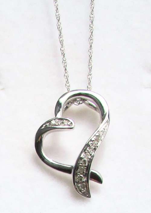 **GORGEOUS [R18736]** DIAMOND HEART PENDANT [0.15ct] ROUND CUT [WHITE GOLD] +OPTIONAL CHAIN-BUY SAFE