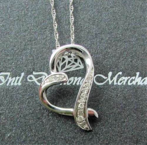 **GORGEOUS [R18736]** DIAMOND HEART PENDANT [0.15ct] ROUND CUT [WHITE GOLD] +OPTIONAL CHAIN-BUY SAFE