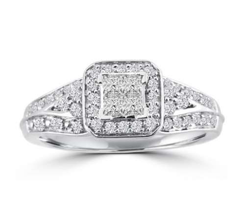 **PRINCESS DESIGNER [R41152]** DIAMOND RING [0.500ct] INVISIBLE SETTING [WHITE GOLD] - BUY SAFE