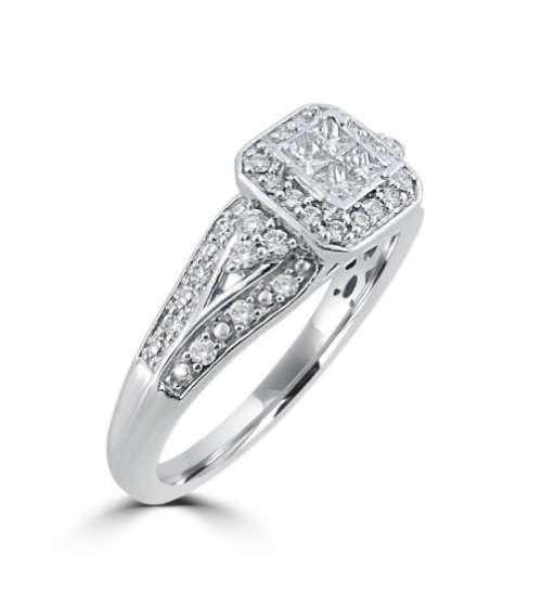 **PRINCESS DESIGNER [R41152]** DIAMOND RING [0.500ct] INVISIBLE SETTING [WHITE GOLD] - BUY SAFE